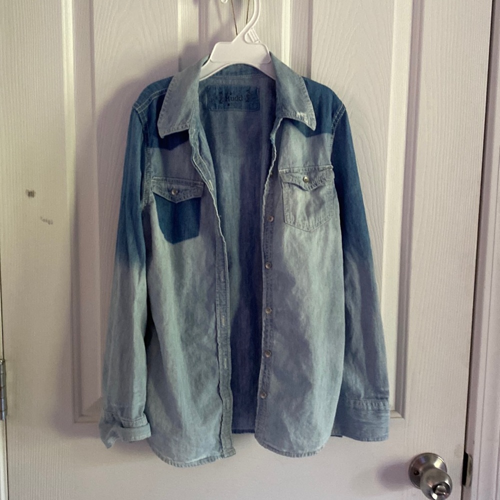Mudd brand girl’s size 10/12 button down jean collared shirt